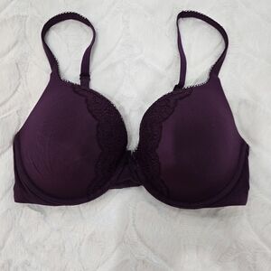 Victoria's Secret Plum Lace-Trim Padded T-Shirt Bra 34D